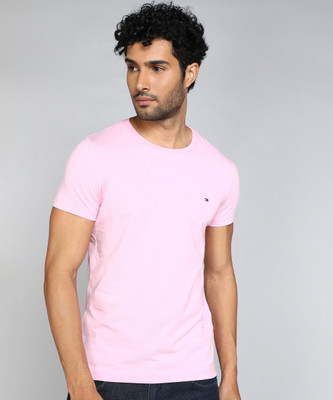TOMMY HILFIGER Solid Men Crew Neck Pink T-Shirt