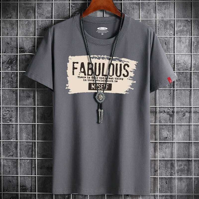 THUNDER PLANET Printed, Typography Men Round Neck Grey T-Shirt