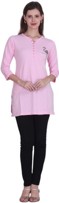 TOPTEN Women Solid Straight Kurta(Pink)