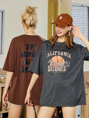 Christy World Printed Women Round Neck Multicolor T-Shirt