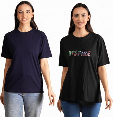 METRONAUT Printed Women Round Neck Multicolor T-Shirt
