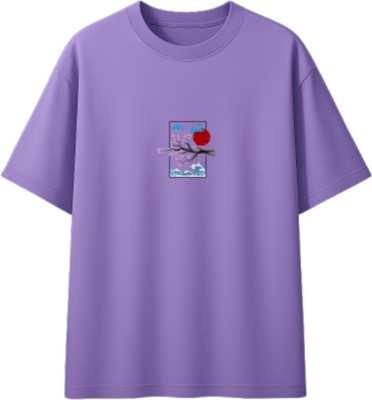 Deinos Printed Women Round Neck Purple T-Shirt
