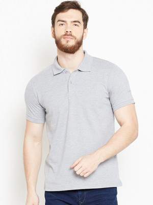 Comio Solid Men Polo Neck Grey T-Shirt