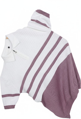zanskar Striped Men Polo Neck Pink, White T-Shirt