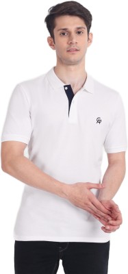 Arvind Garments Solid Men Polo Neck White T-Shirt