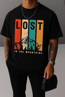Relva Printed Men Round Neck Black T-Shirt