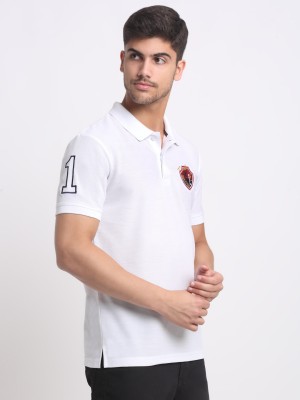 Affordable AF Solid Men Polo Neck White T-Shirt