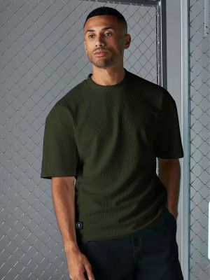 MANIAC Solid Men Round Neck Green T-Shirt