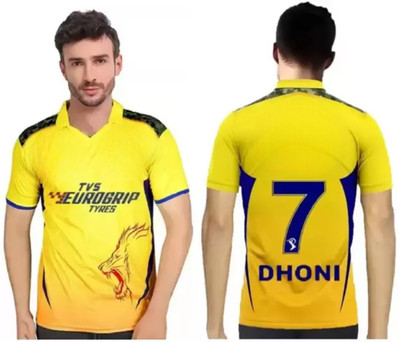 YUTU Printed Men V Neck Yellow T-Shirt