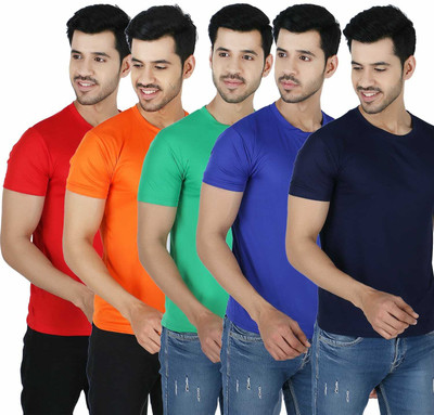 Newsingh Solid Men Round Neck Multicolor T-Shirt