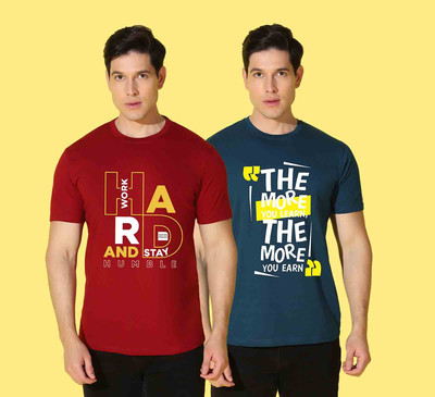 WOOSTRO Solid Men Round Neck Multicolor T-Shirt