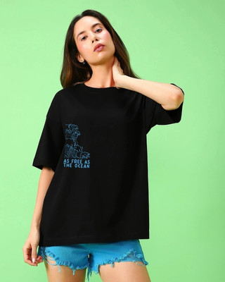 BEWAKOOF Graphic Print Women Round Neck Black T-Shirt