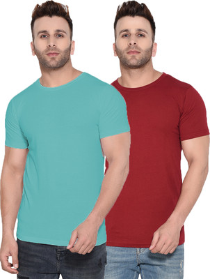 Kroptee Solid Men Round Neck Multicolor T-Shirt