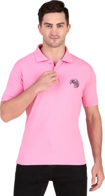 JAZZFIRE Solid Men Polo Neck Pink T-Shirt