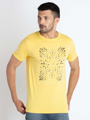 Status Quo Printed Men Round Neck Yellow T-Shirt