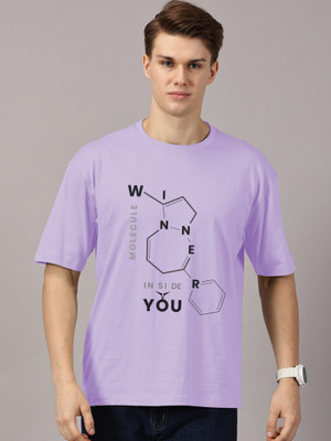 Leon Printed Men Round Neck Purple T-Shirt