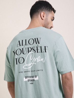 DIFFERENCE OF OPINION Printed Men Round Neck Grey T-Shirt