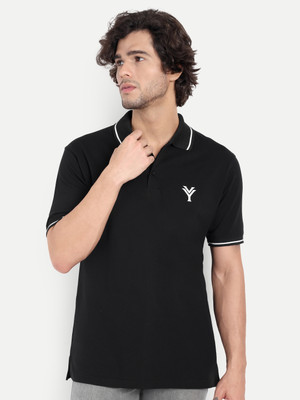 VELE YOUTH Solid Men Polo Neck Black T-Shirt