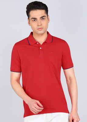 PARK AVENUE Solid Men Polo Neck Red T-Shirt