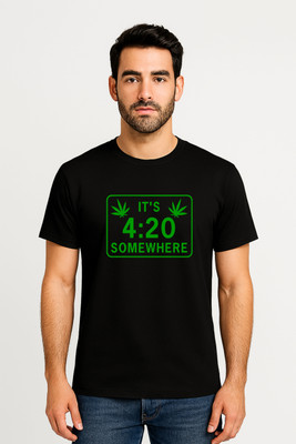 WickedCotton Graphic Print Men Round Neck Black T-Shirt
