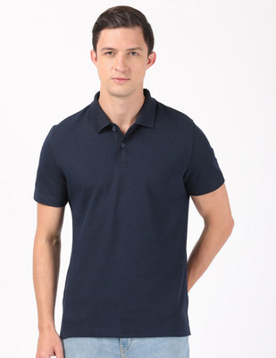 JOCKEY Solid Men Polo Neck Dark Blue T-Shirt
