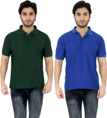 KEOTI Solid Men Polo Neck Dark Blue, Dark Green T-Shirt