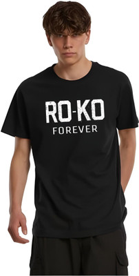 ELEGANT FOX Printed Men Round Neck Black T-Shirt