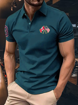 AIN6 Solid Men Polo Neck Blue T-Shirt