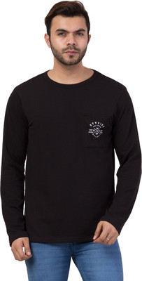 Styvibe Printed Men Round Neck Black T-Shirt