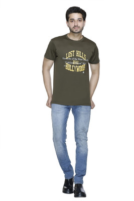 A and Y Printed Men Round Neck Green T-Shirt