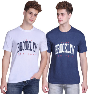 Zeffit Printed Men Round Neck White, Blue T-Shirt