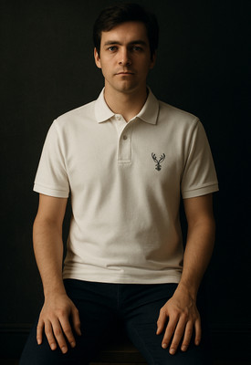 jenric Solid Men Polo Neck White T-Shirt