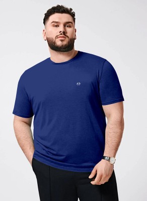 Triptee Solid Men Round Neck Dark Blue T-Shirt