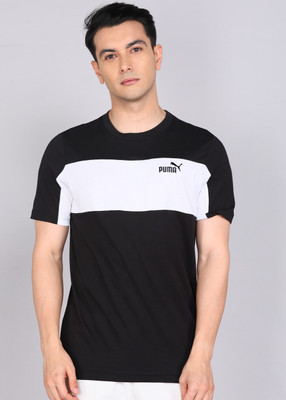 PUMA Colorblock Men Crew Neck Black T-Shirt