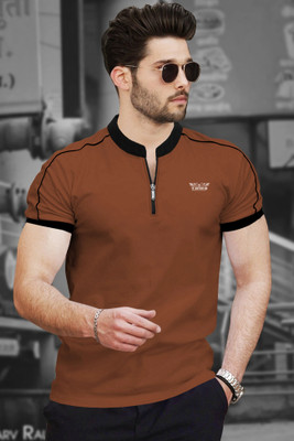 TRIPR Solid Men Mandarin Collar Multicolor T-Shirt