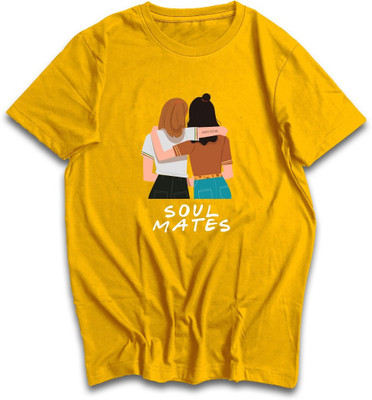 HouseOfCommon Printed, Typography Women Round Neck Yellow T-Shirt