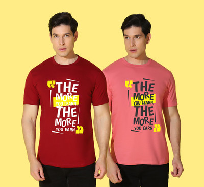 WOOSTRO Printed, Solid Men Round Neck Multicolor T-Shirt