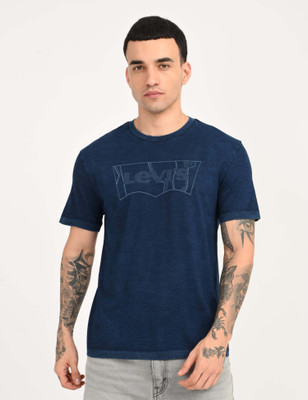 LEVI'S Graphic Print Men Crew Neck Dark Blue T-Shirt