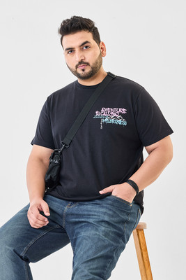 Snitch Typography Men Crew Neck Black T-Shirt