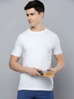 Moda Rapido Self Design Men Round Neck White T-Shirt