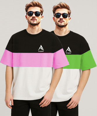 Kroptee Colorblock Men Round Neck Multicolor T-Shirt