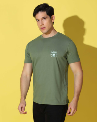 WOOSTRO Self Design Men Round Neck Light Green T-Shirt