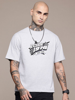 R.Code by The Roadster Life Co. Graphic Print Men Round Neck Grey T-Shirt