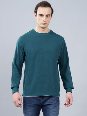 CANTABIL Solid Men Round Neck Dark Blue T-Shirt