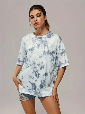 KASHIAN Printed Women Round Neck White T-Shirt