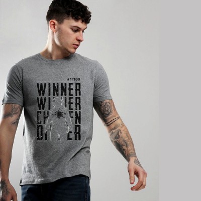 Nerroo Printed Men Round Neck Grey T-Shirt