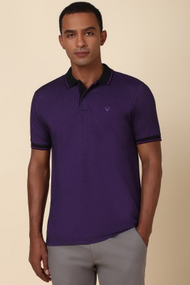 Allen Solly Self Design Men Polo Neck Purple T-Shirt