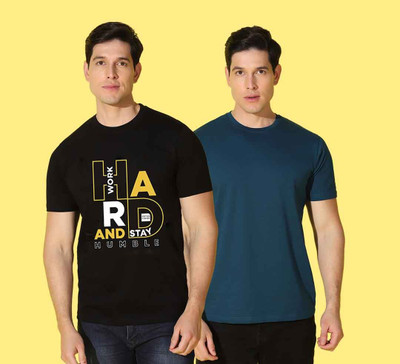 WOOSTRO Graphic Print Men Round Neck Black, Blue T-Shirt