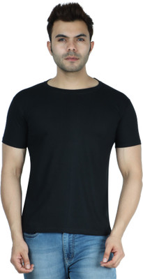 INDIZO Solid Men Round Neck Black T-Shirt