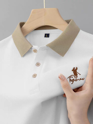 PROBEX INTERNATIONAL Solid Men Polo Neck White T-Shirt
